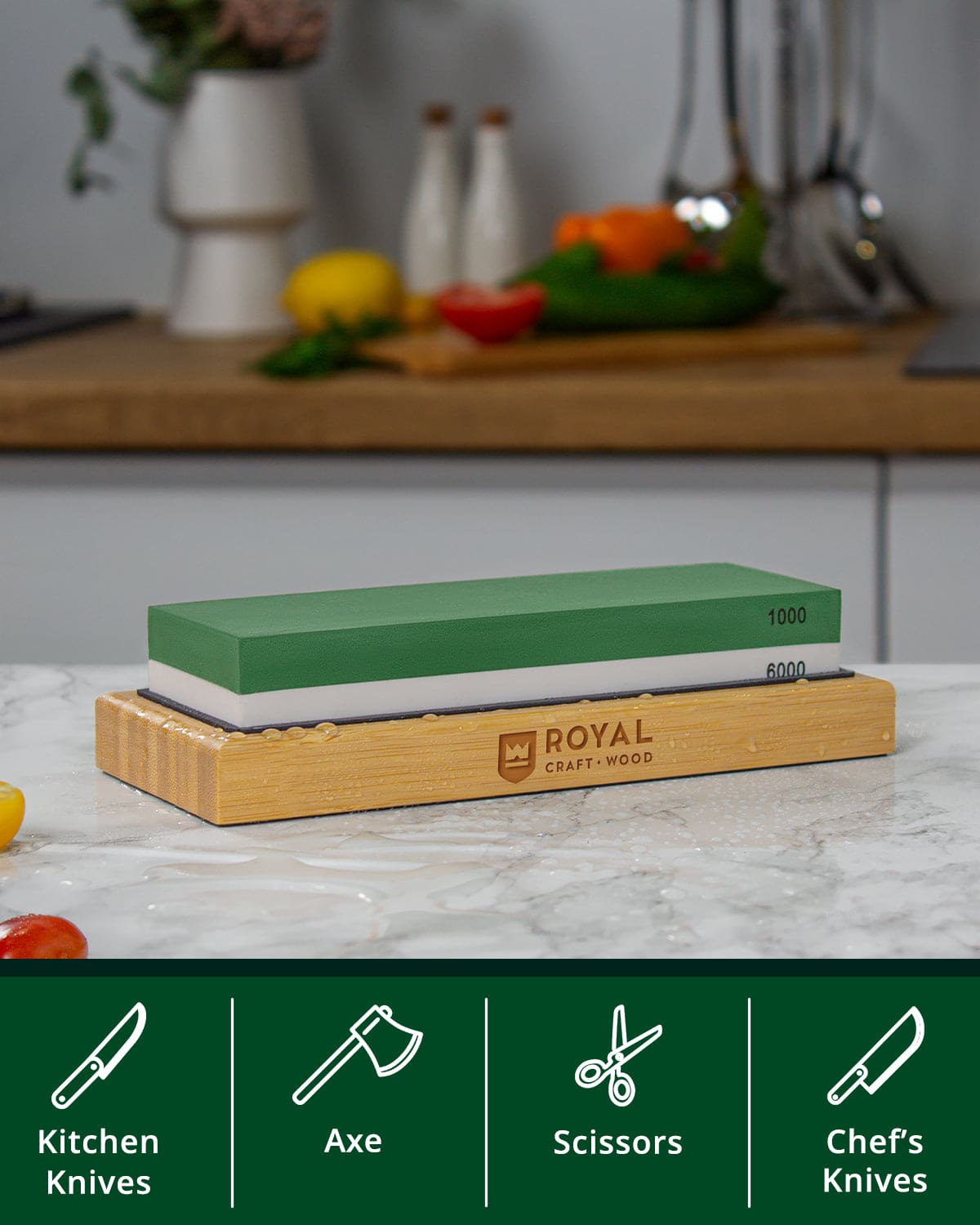 Whetstone Knife Sharpening Kit, White/Green